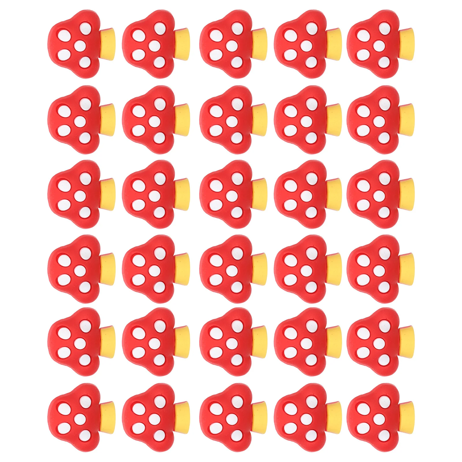 30Pcs Cartoon Mushroom Shaped Pencil Clip Pencil Topper Clip for Classroom School Rewards Pen Charms Soft PVC Accessories