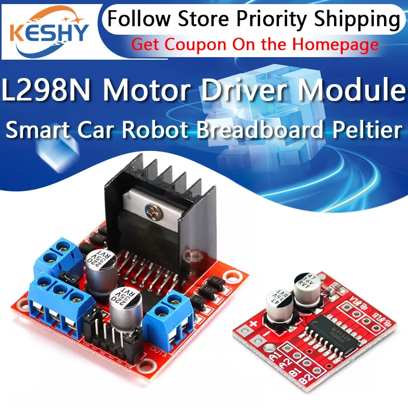 L298N DC Motor Driver Module L298N Stepper Motor Smart Car Robot Breadboard Peltier High Power L298 DC Motor Driver for Arduino
