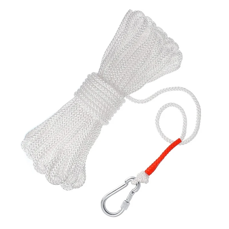 Braided Polypropylene Line with Spring Hook, Hollow Life Rope Single Hook Rope, Rope Heaving Line Outdoor