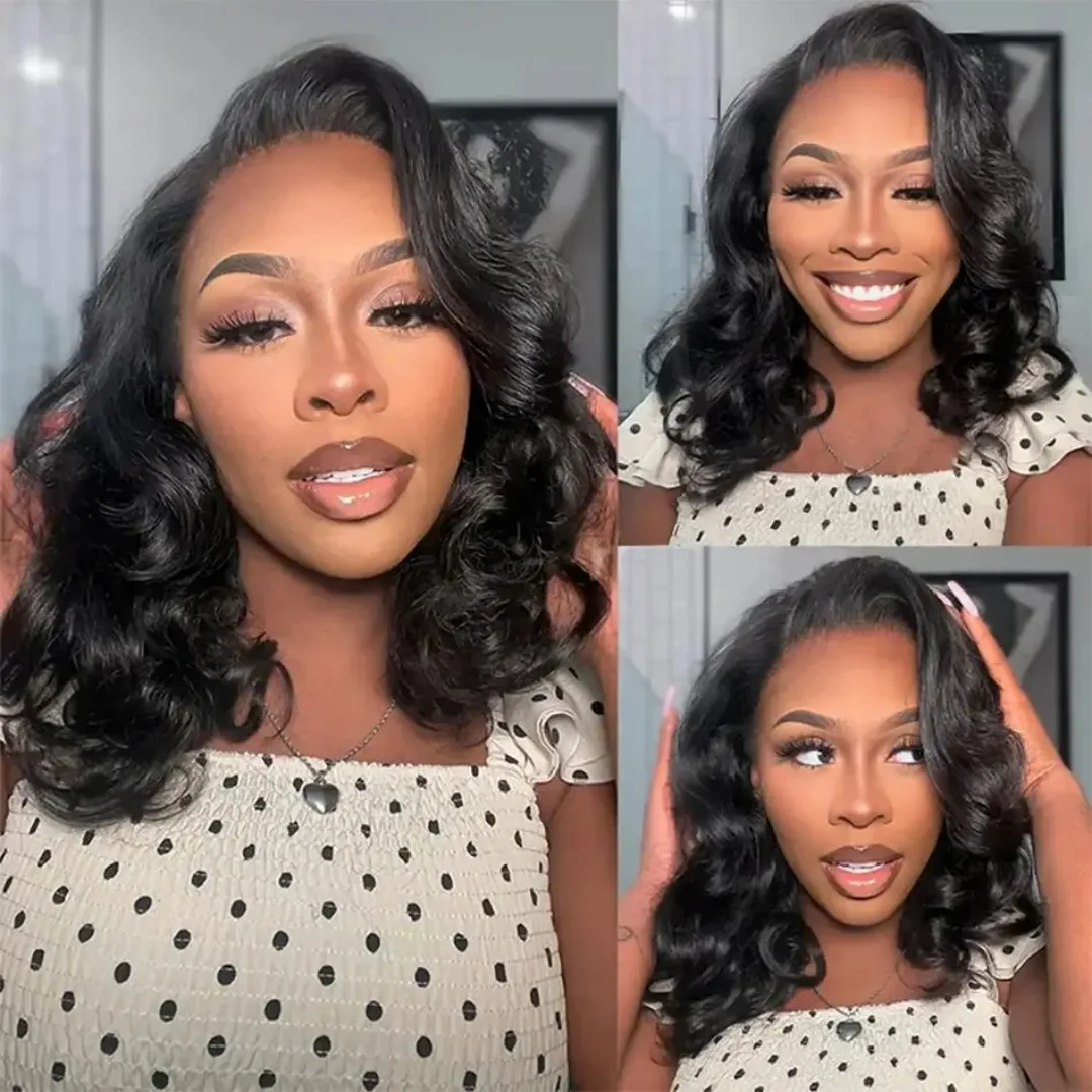 

18inch 5*5 Lace Front Hair 100% Human Hair Black Body Wave Wig 150 Density with Baby Hair Pre-Plucked Soft Hair Wig