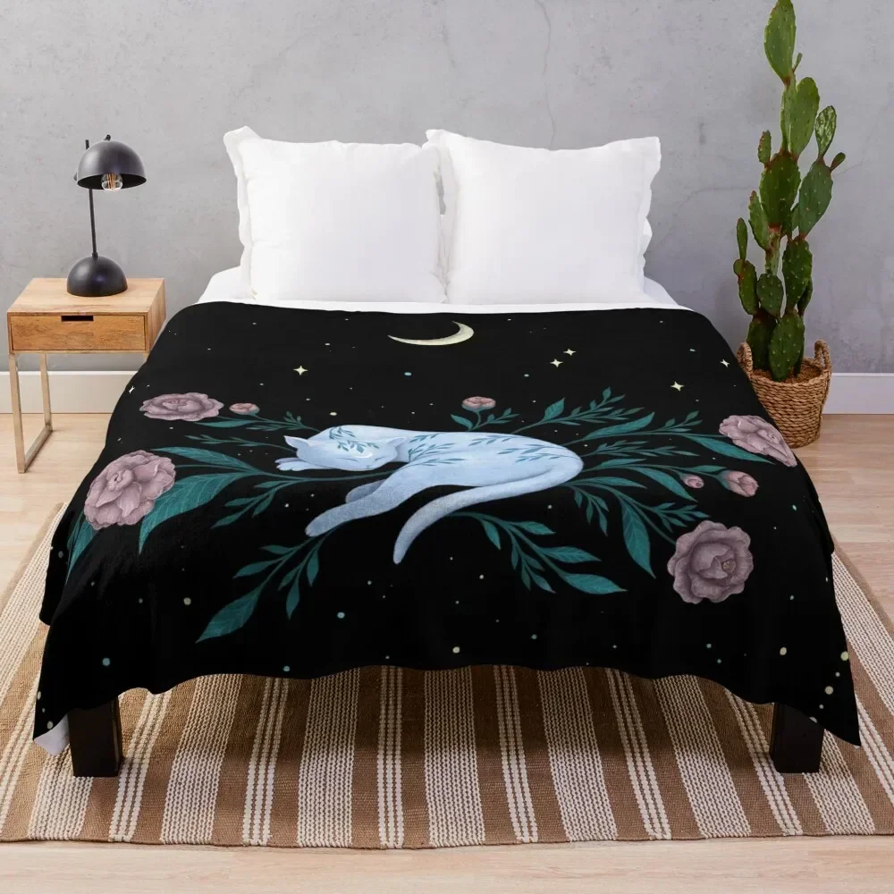 

Cat Dreaming of Moon Throw Blanket Luxury Throw Soft Big Custom Blankets