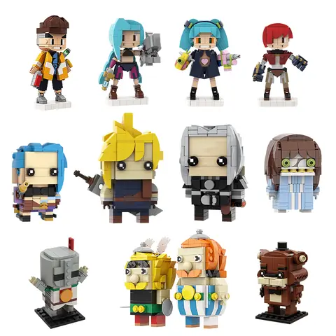 MOC Game Figure Brickheadz Building Block Cloud Strife DIY Brick Jinx Witcher Model Obelix Sans Exorcist Toy Kids Adult Gift Set