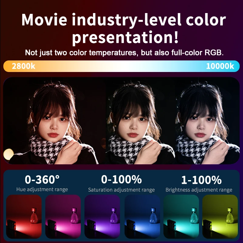 Sutefoto T15 RGB 비디오 라이트 풀 컬러 패널 라이트 5000mAh 디밍 가능 2800-10000K CRI 95+ 사진 스튜디오 램프 108 비즈 라이브 스트림