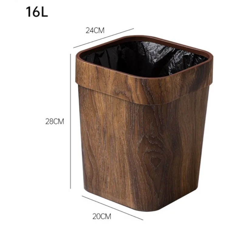 Wooden Wastebasket Plastic Small Basket Paper Kitchen Vintage Bins Retro Square Kitchen Trash Bin