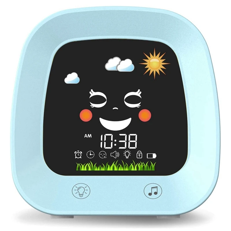 

1 Set Alarm Clock Alarm Clock For Kids With 4 Color Toddler Night Light, Sleep Sound Machine Blue