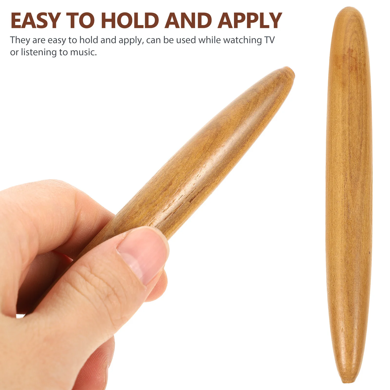 

2pcs Wooden Massage Sticks Natural Wood Handheld Foot Acupoint Massager Smooth Finish Relaxation Tool Retro Design For Home Use