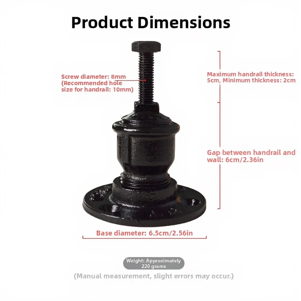 Sturdy Iron Pipe Handrail Bracket for Staircases Design Wall-Mounted Support for and Office Applications Sturdy