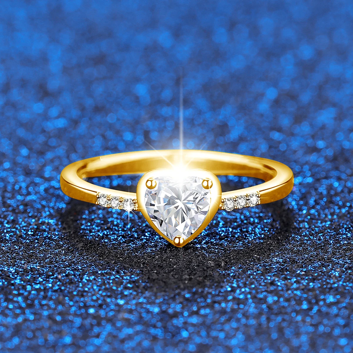 Valentinstagsgeschenk Herzförmiger Moissanit-Ring mit Zertifikat Massives 925er Silber Hochzeit Ewigkeit Einzigartiger Schmuck für Frauen im Angebot – Detail 2