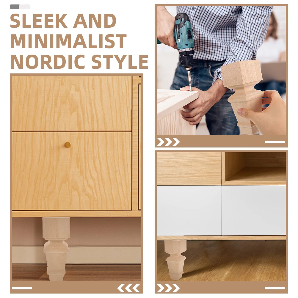 

2pcs Solid Wood Cabinet Legs Natural Finish Furniture Feet For Table Couch Dresser Short Wooden Legs For Furniture