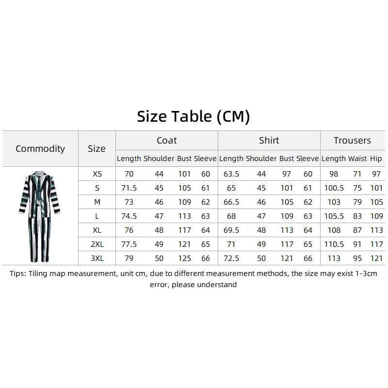 Michael Keaton Cosplay Costume Disguised Uniform Dress Black and White Striped Jacket Pants Man Women Halloween Party Suit