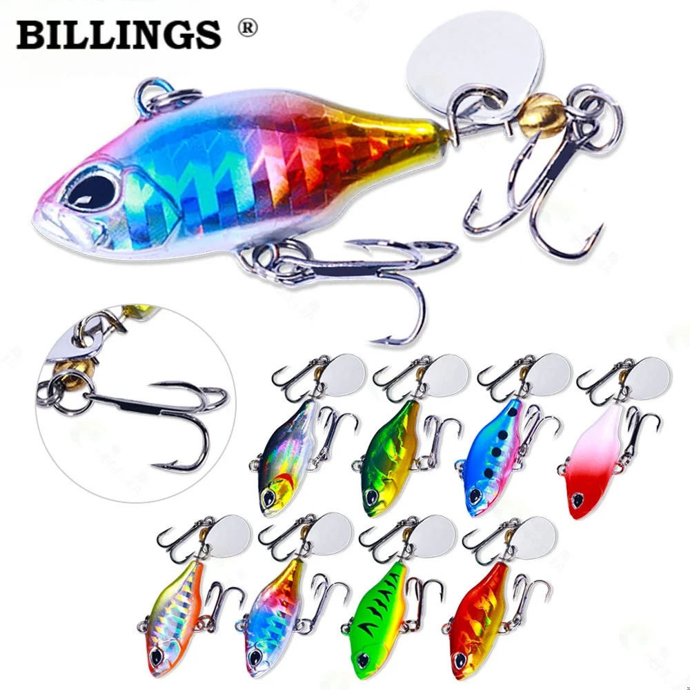 BILLINGS Micro Vib Vibrierender Metallköder 5,2cm 8,2g Ma Kou Köder VIb Köder Scharfer Dreifachhaken Praktisches Angelzubehör