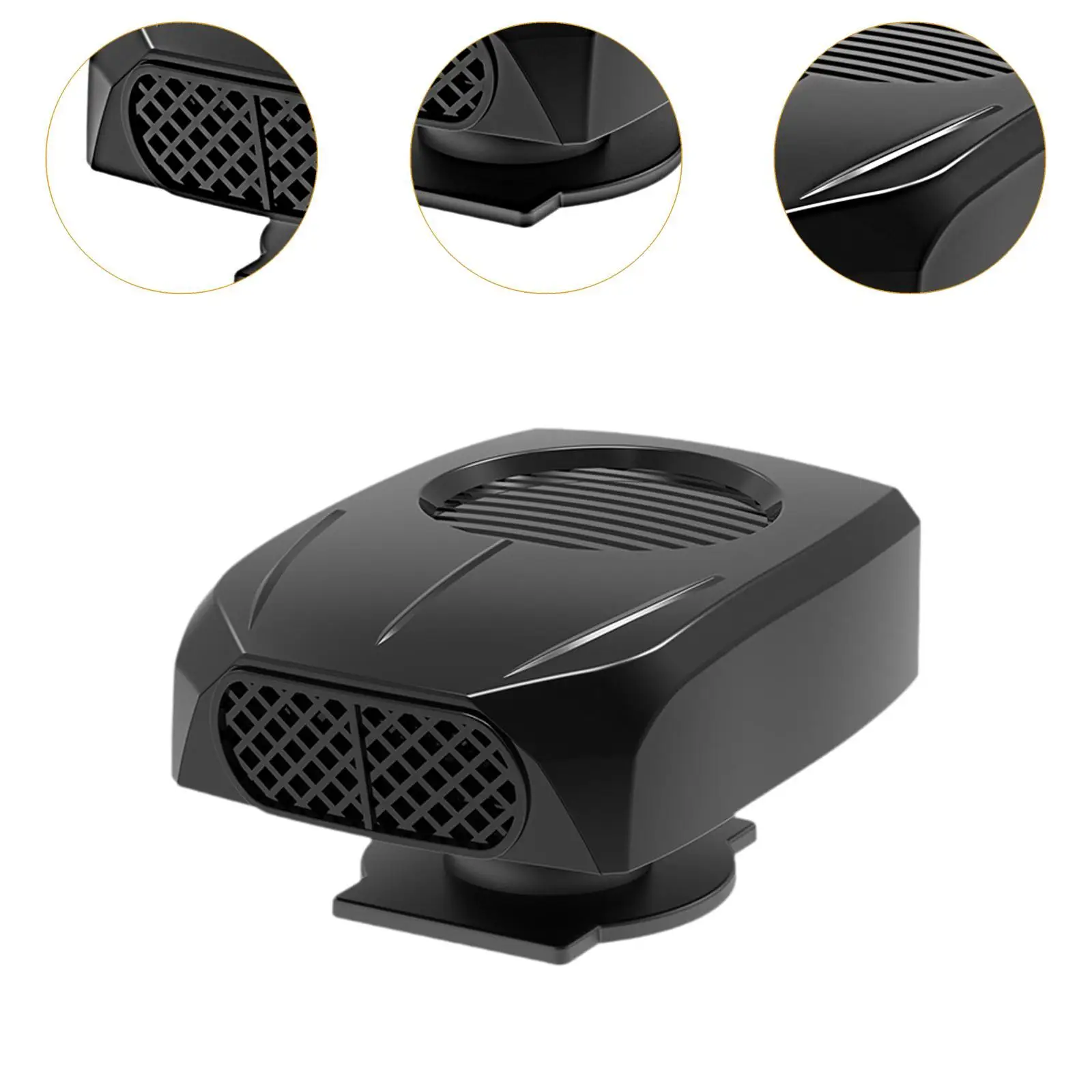 2 en 1 ventilador calentador de coche para vehículo 12V/24V ahorro de espacio portátil 360 °   Base giratoria