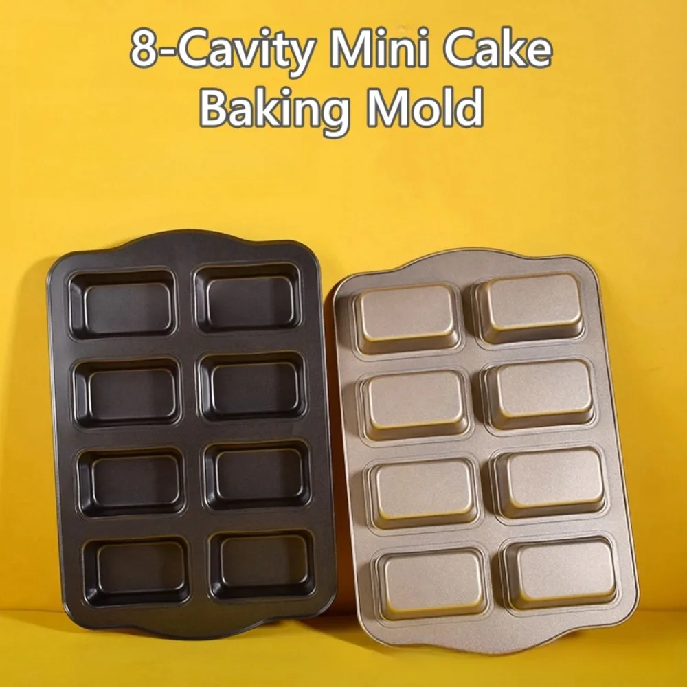 

Reusable 8-Cavity Mini Loaf Pans Non-stick Rectangular Baking Mold Carbon Steel Tiny Banana Bread Pan Kitchen Accessories