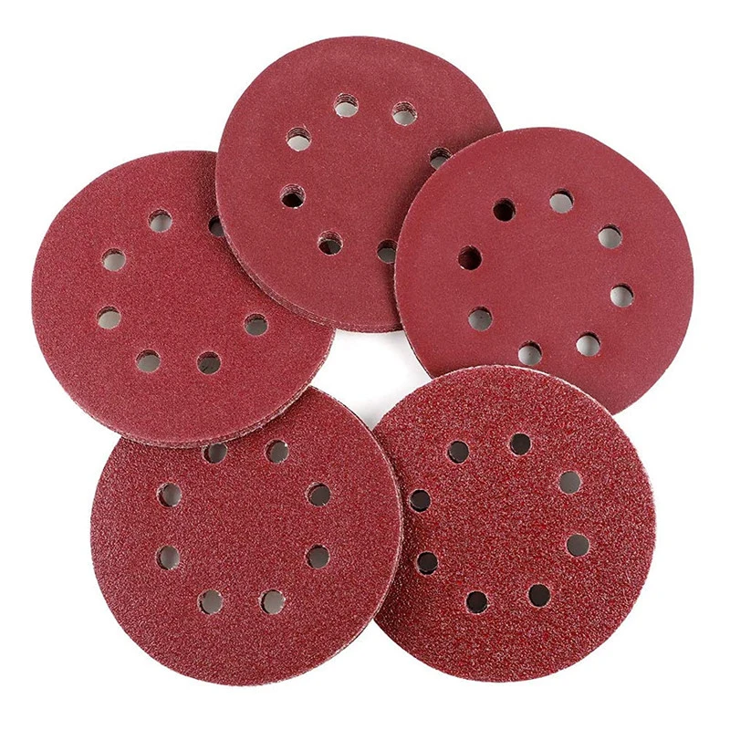 

50/100Pcs 125mm Round Shape Sanding Paper Sheets 8 Hole Aluminium Oxide Sanding Discs Polishing Abrasive Tools Grit 40-400