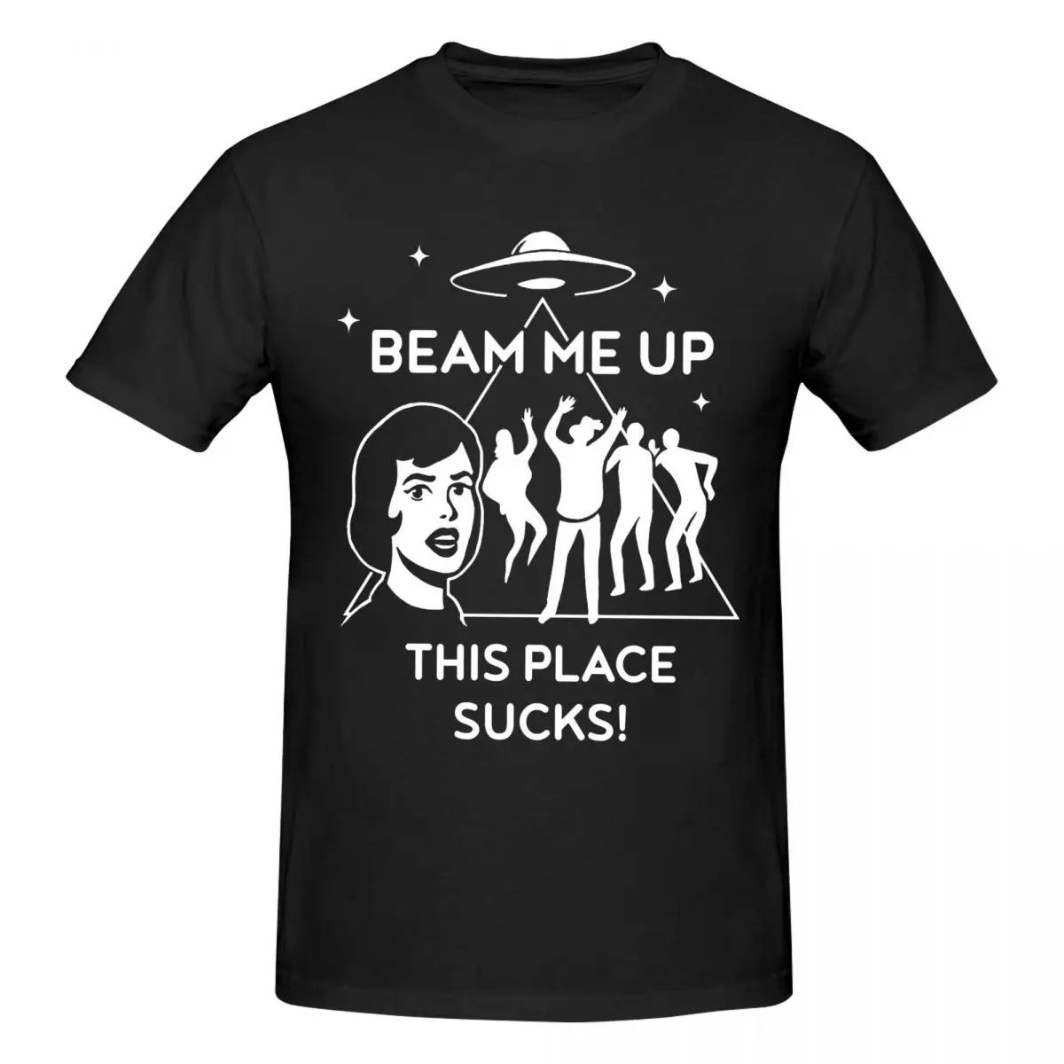 Men Beam Me Up This Place Sucks Funny T Shirt Vintage Cotton Crewneck Tshirts
