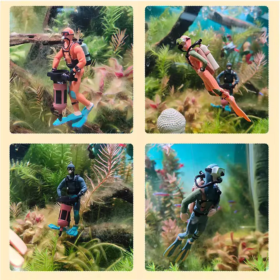 1 stks-Aquarium Plastic Zeebodem Exploratie Duiker Pop Scène Decoratie Speelgoed Miniatuur Oceanen Scène Model Duiker Actiefiguren Speelgoed