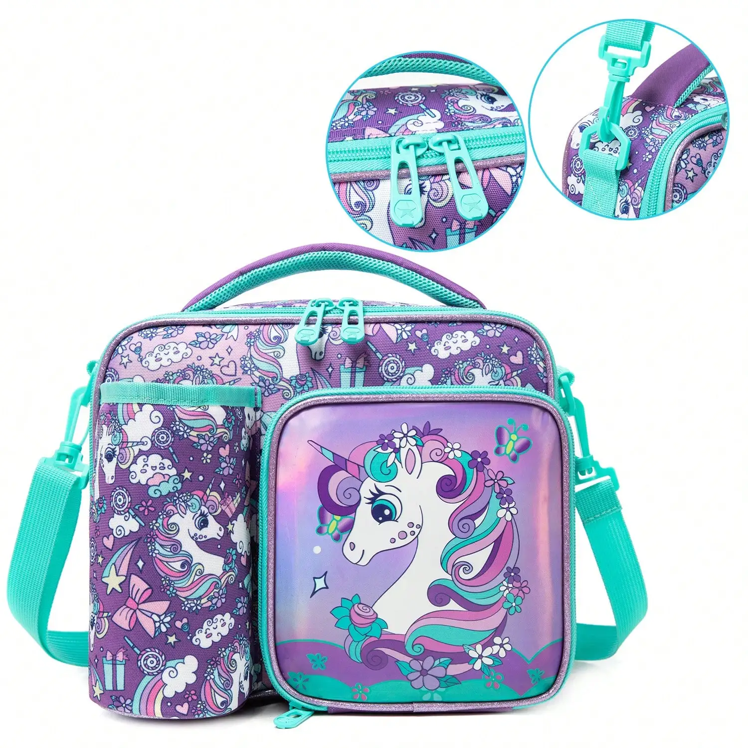 Unicorn Football Mermaid Pattern 1pc Kids Lunch Bag Cute Polyester Tote Bag For Picnic Outing School And The Best Gift For Kids