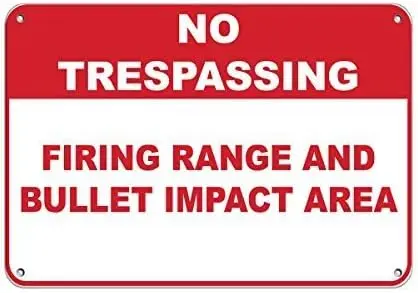 Y1,TNND Metal Sign es No Trespassing Firing Range and Bullet Impact Area Aluminum