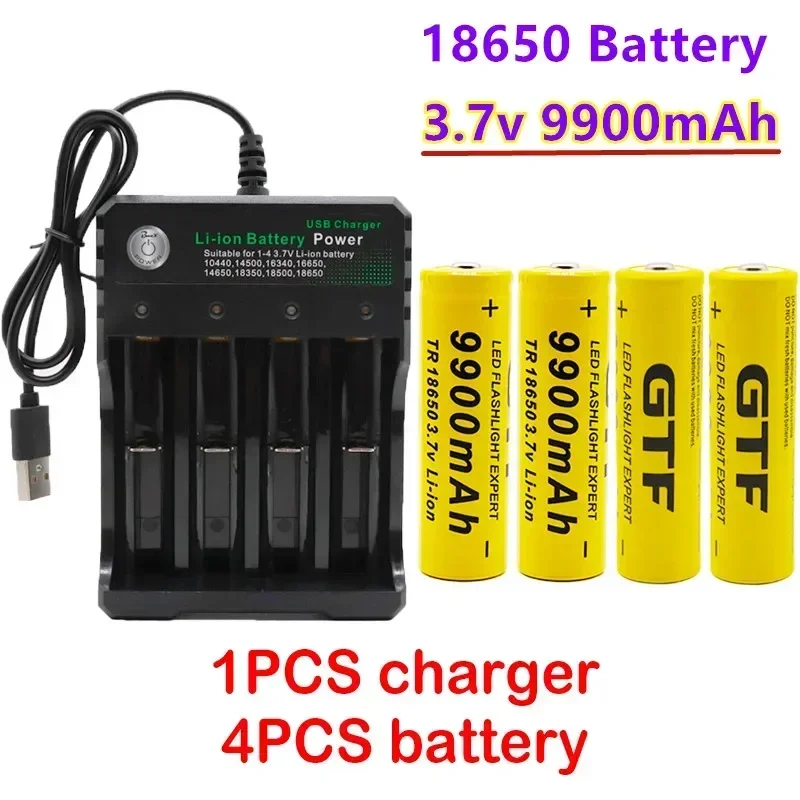 

Batterie Lithium-ion Rechargeable 100% 18650 3.7V 9900mAh Pour Lampe De Poche Led Vente En Gros, Avec Chargeur Usb