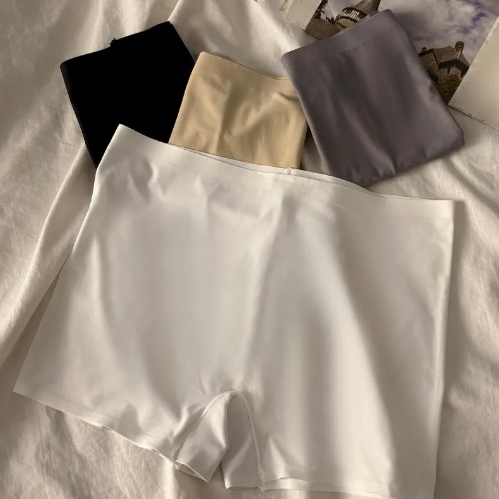 مجموعة مكونة من 4 قطع من سراويل البطن عالية الخصر للتحكم في البطن، سراويل مريحة تسمح بمرور الهواء للفتيات على طراز Boyleg بلون سادة وبسيطة