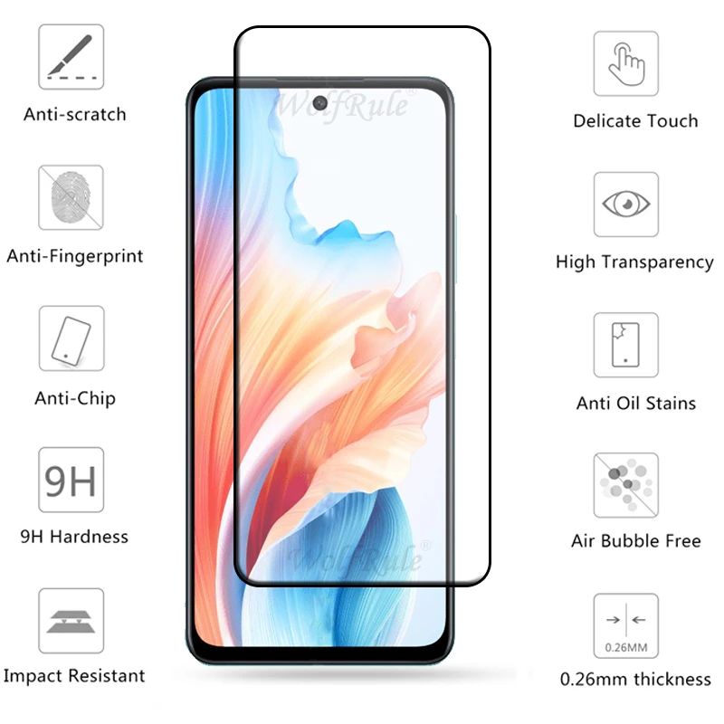 6-in-1 Voor OPPO A79 5G Glas OPPO A79 5G Gehard Glas Beschermende Volledige Cover lijm HD 9H Screen Protector OPPO A79 Lens Glas