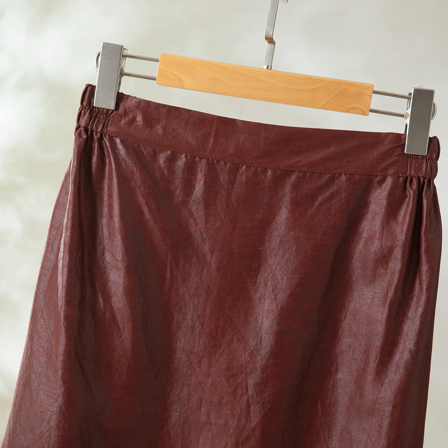 Winsleter-100%Real Silk Watered Gauze Elegant Skirts, Elastic Waist Craquelure, Women Retro Commute Skirt, 2025 Autumn B59669CC