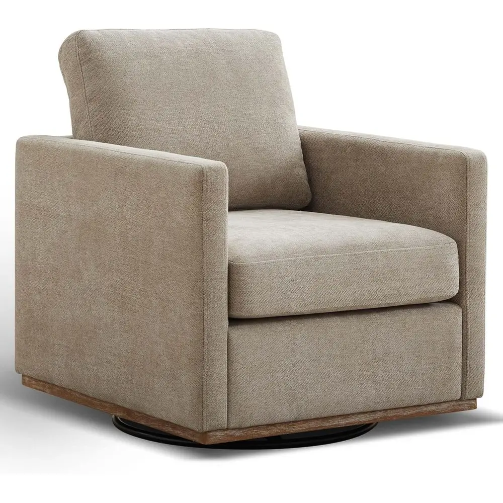 30.7 W Swivel Accent Chair, Modern Living Room Furniture, Comfortable Small Chair, Wavy Chenille, Taupe