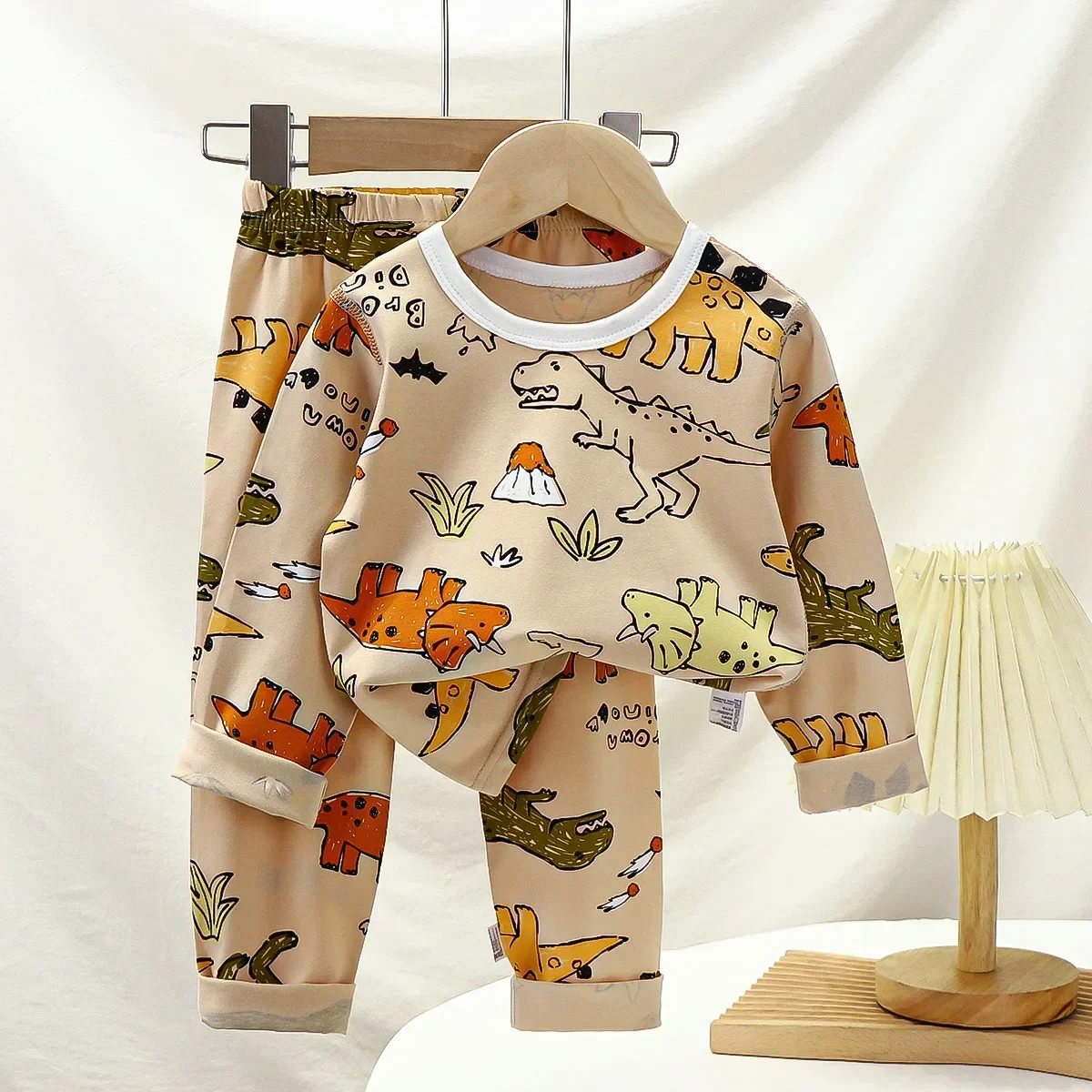 New 2024 Autumn Kids Warm Pajamas Baby Boys Girls Cute Cartoon Long Sleeve Lycra Pyjamas Toddler Sleepwear Casual Clothing Sets