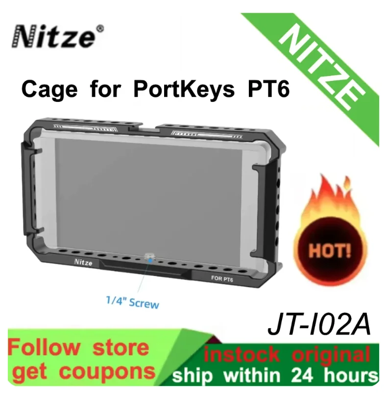 Nitze Cage for PortKeys PT6 Monitor aluminum cage - JT-I02A 1/4” screw Monitor Cage