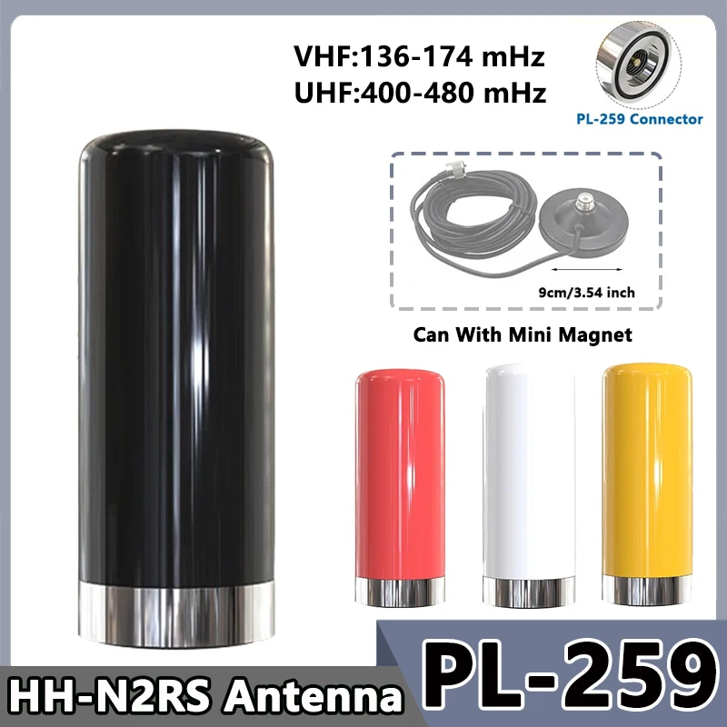Krótka antena radia samochodowego UHF/VHF dwuzakresowa HH-N2RS PL-259 antena 136-174MHz/400-480MHz dla IC-980 PRO KT8900 BJ-218 radio mobilne