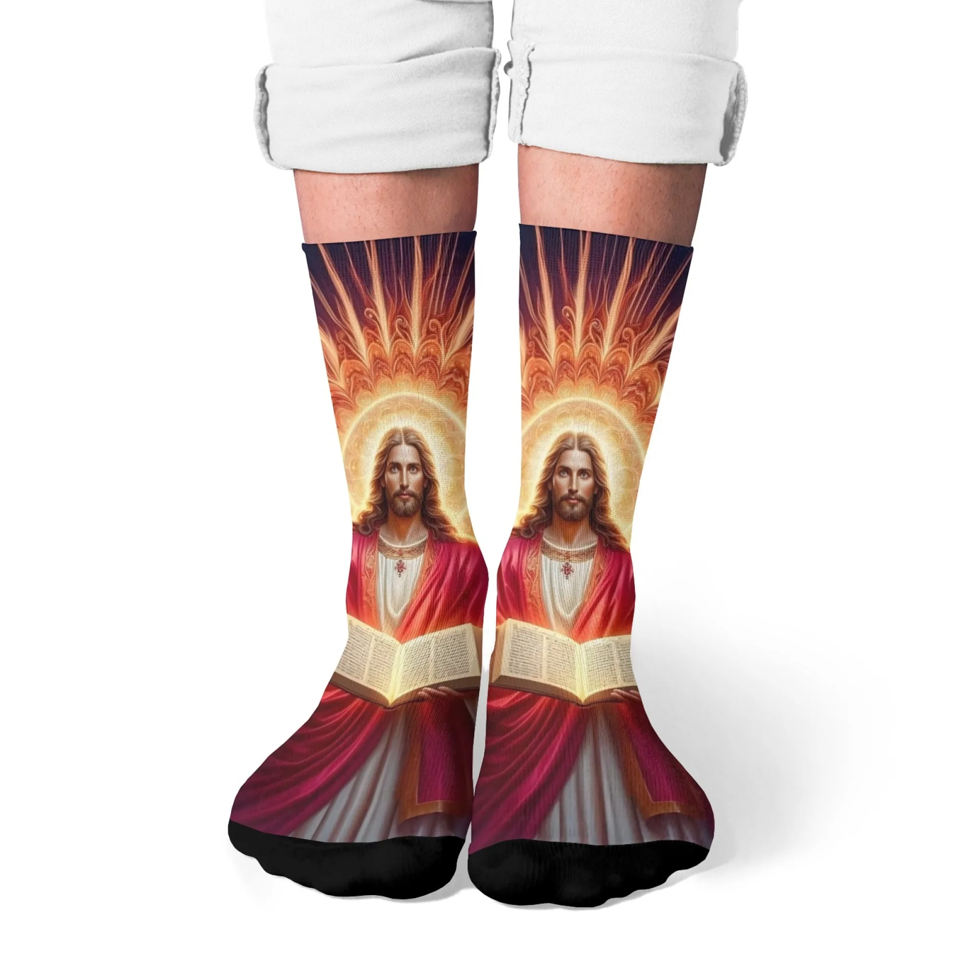 

Jesus Bible Theme Socks Harajuku Retro Style Novelty Funny Happy Men's Socks Comfortable Fashion Casual Socks Party Holiday Gift