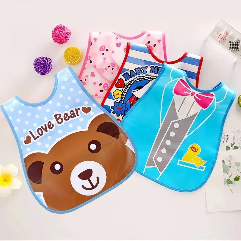 Cute Cartoon Waterproof Bib with Adjustable Elastic, Lightweight and Soft, Dining Apron for Kids, Oil Stain-resistant