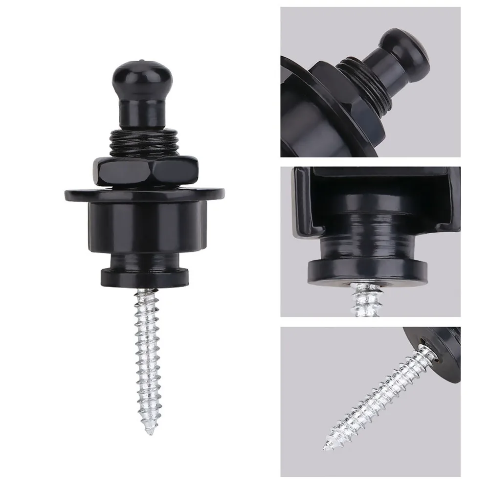 2pcs Metal Guitar Strap Locks​ ​Silver/​Black/Gold ​Anti-Skid ​Strap Lock Buttons Easy Installation ​Security Straplocks​