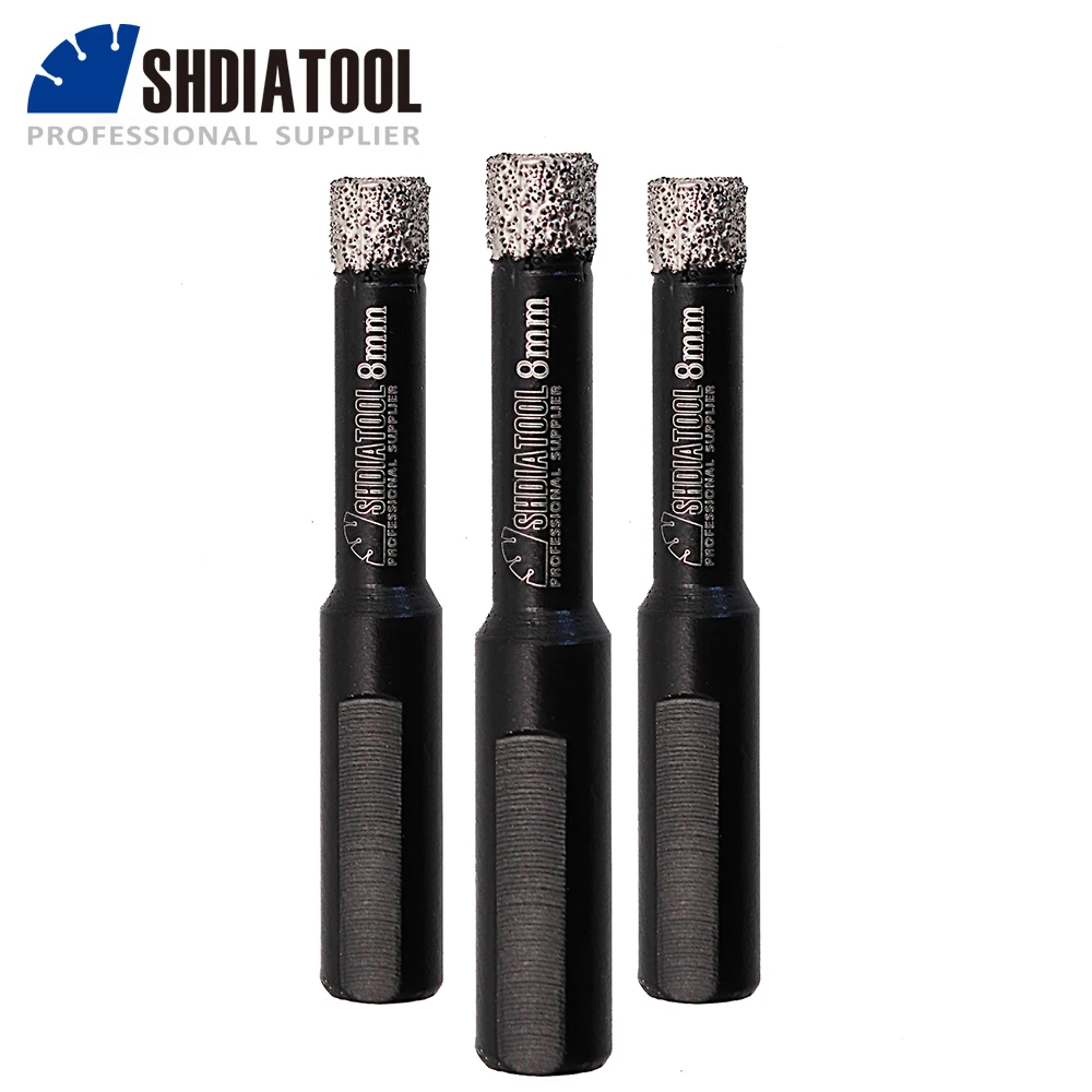 SHDIATOOL 3Pcs Dia6/8/10/12/14มม.สามเหลี่ยม Shank แห้งเจาะหินอ่อนหินแกรนิต Hole เปิดกระเบื้องเซรามิครูเจาะ Core Bits