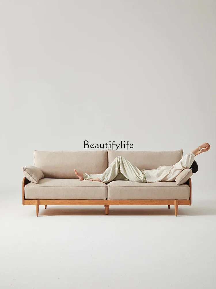 

FG44Nordic black walnut solid wood sofa small apartment double sofa