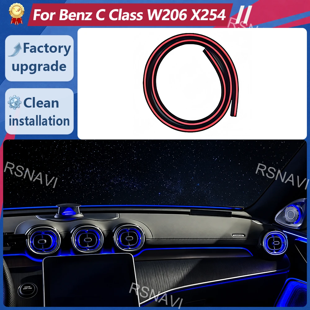 Dashboard Surround Ambient Lighting for Mercedes-Benz C-Class W206 2022-2025 Windshield-Side Interior Trim Illumination Retrofit