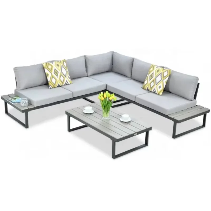 

Outdoor steel frame garden corner sofa set