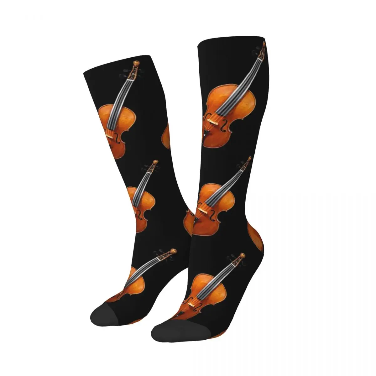 Antique Violin Musical Instrument Pattern Socks Harajuku Super Soft Stockings All Season Long Socks Accessories for Unisex Gifts