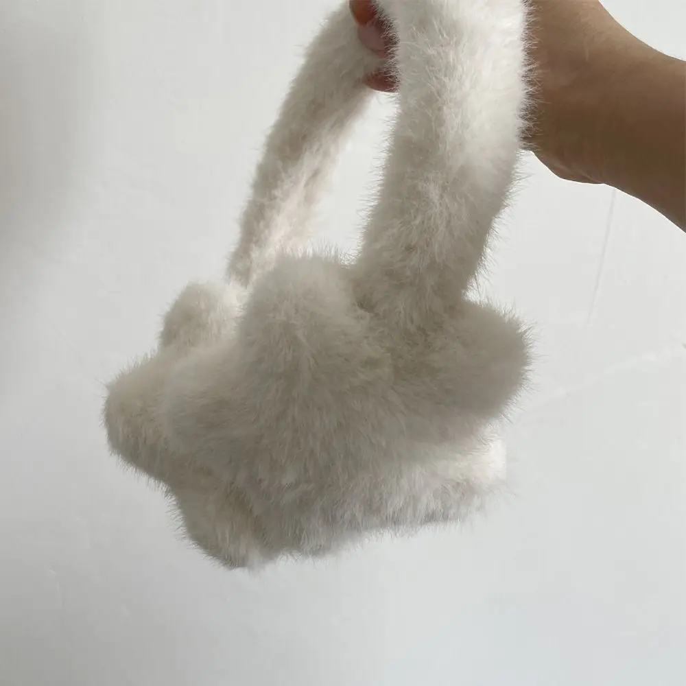 Damen-Accessoires, weiße, flauschige Ohrenschützer, Winter-Gehörschutz, kältebeständige Ohrenschützer, Stern/Herz/Katze-Design, warmer Kopfhörer für den Winter