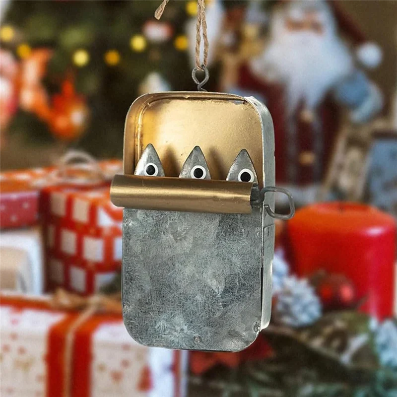 AEE2-Время сардинами, изящное подвесное украшение, необычная маленькая деталь, забавные украшения для рыбалки, сардина, банка консервированных рыб, морепродукты