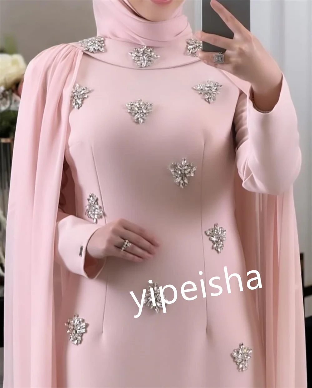 Customized Jersey Sequined Pleat Christmas Sheath Off-the-shoulder Bespoke Occasion Gown Long Dresses