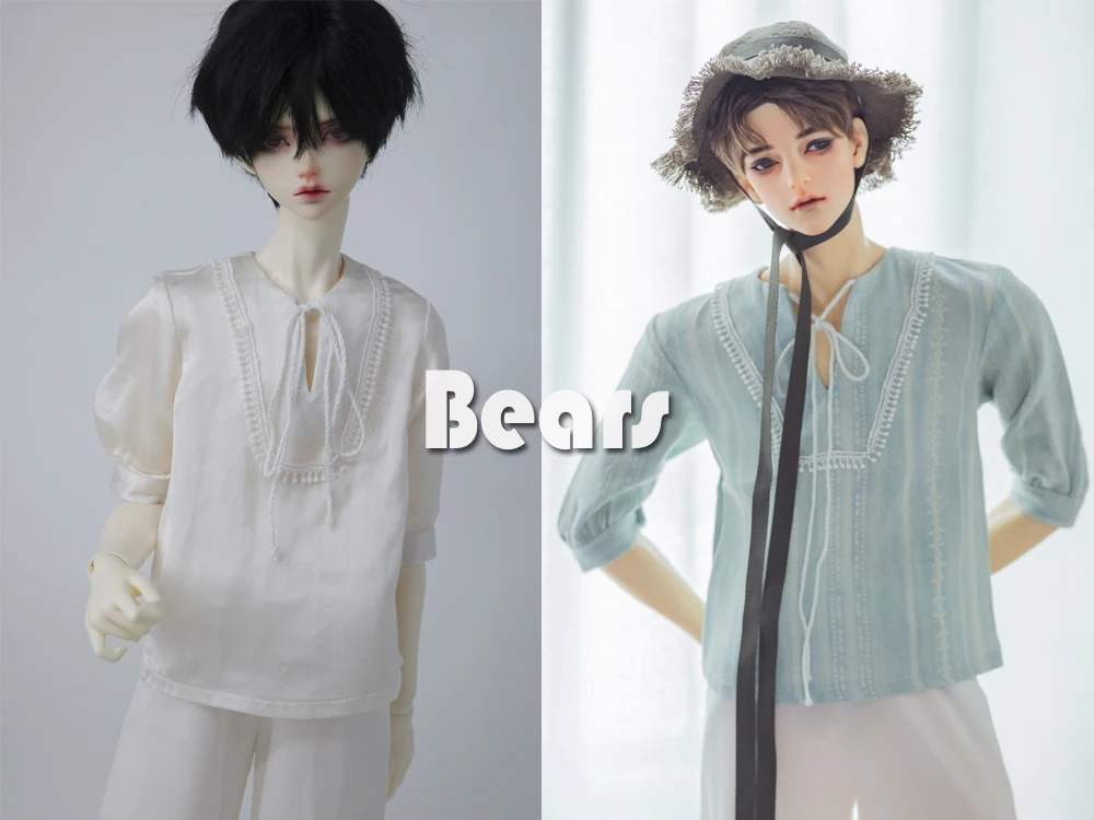 BJD Doll Shirt Tied Collar Mid Sleeve Shirt Tops For 1/3 1/4 BJD SD DD MSD MDD SD13 SD17 POPO68 Uncle SSDF ID75 Doll Accessories