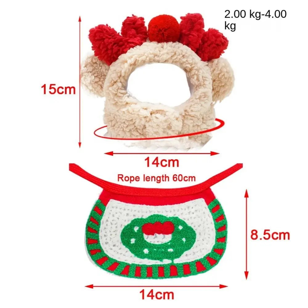 قبعة حيوانات أليفة من القطن القطيفة لعيد الميلاد ، غطاء رأس لطيف ، باندانا ، مستلزمات حيوانات أليفة شتوية ، قبعة كلب ، جديد ، 2 * *