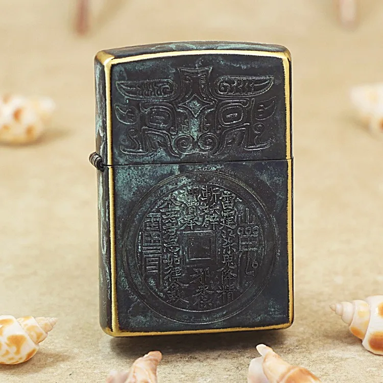 

Genuine Zippo oil lighter Bronze Ghost Coin copper windproof cigarette Kerosene lighters Gift with anti-counterfeiting code