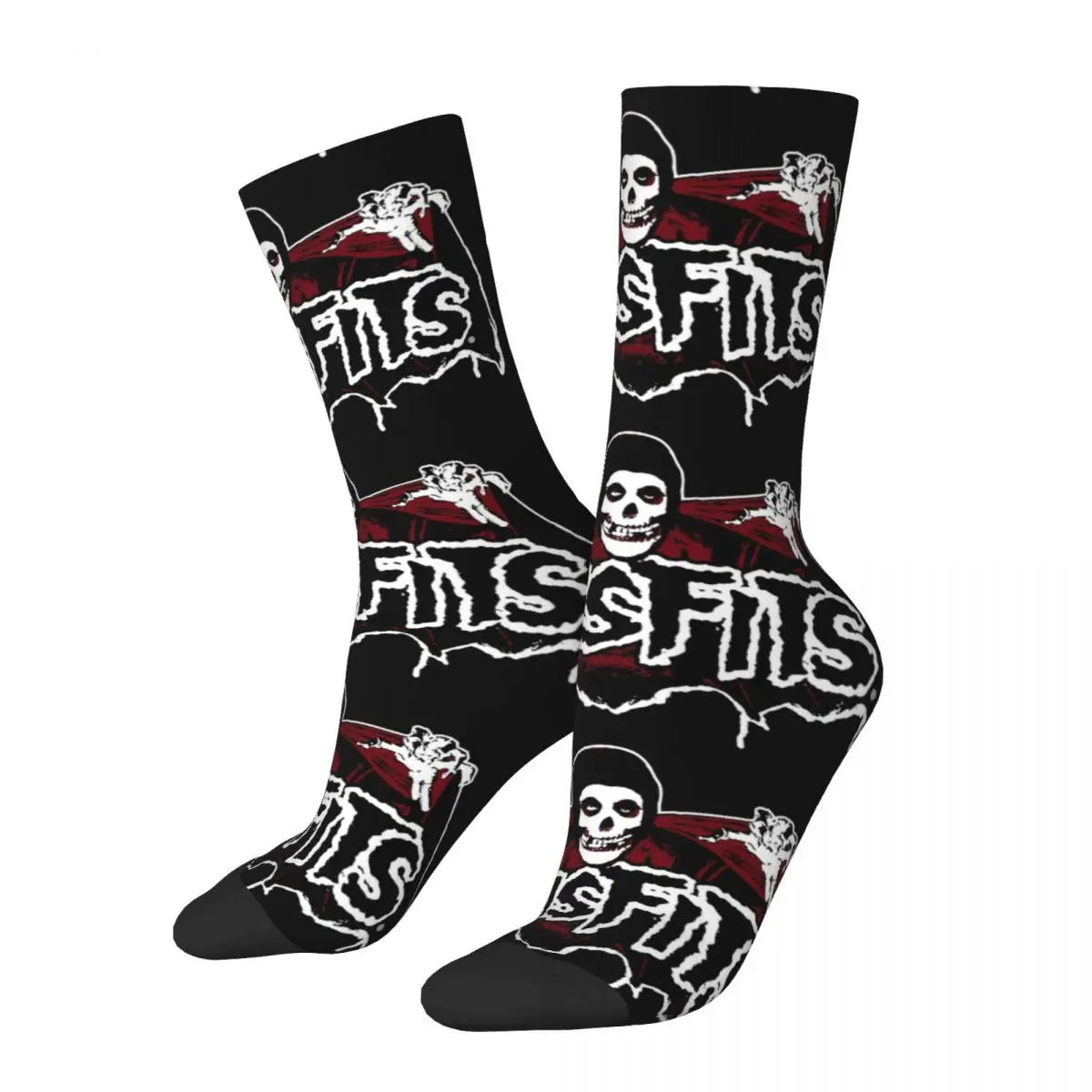 

New Male Men Socks Novelty Bat Skull Misfits Skull Sock Polyester Heavy Metal Sport Women Socks Spring Summer Autumn Winter