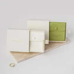 Custom Logo Drawer Jewelry Packaging Box Studs Necklace Rings Pull Out Kraft Paper Microfiber Suede Storage Dust Pouch Gift Bags