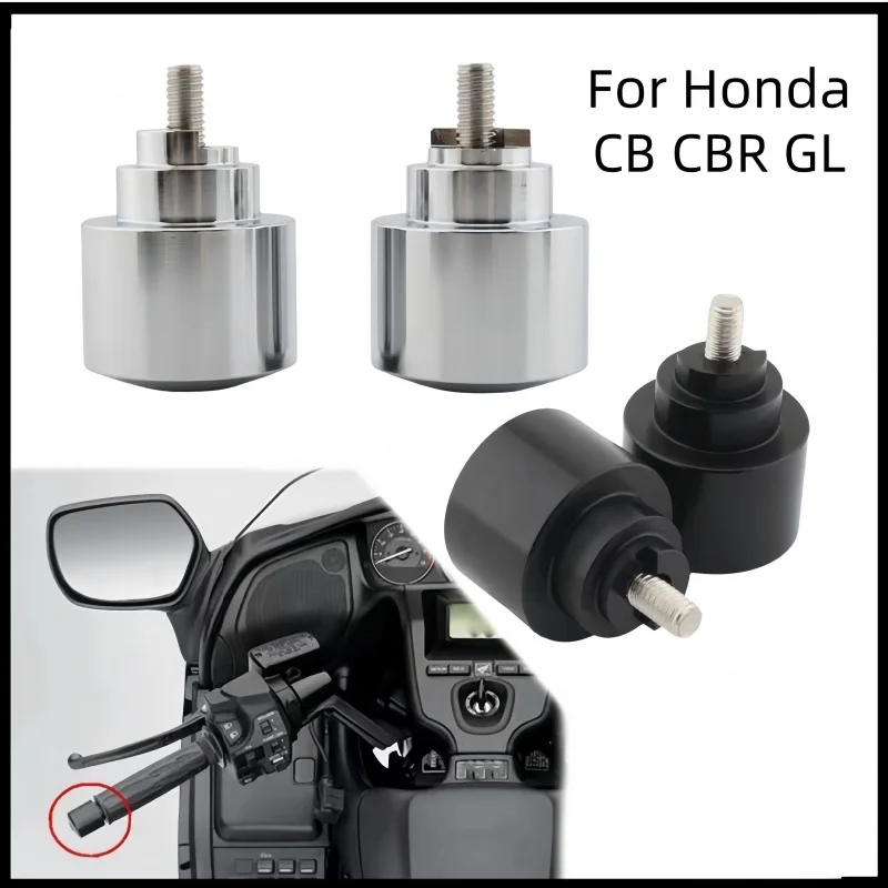 For Honda CB CBR GL 2Pcs Motorcycle Handlebar Ends Covers Aluminum Alloy Bar End Vibration Balancers Machined Handlebar Plug