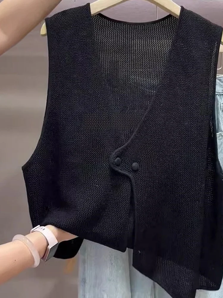

Fashionable Color V-Neck Sleeveless Vest Loose Casual Slimming Summer New Style Commute Comfortable Women's Tank Top
