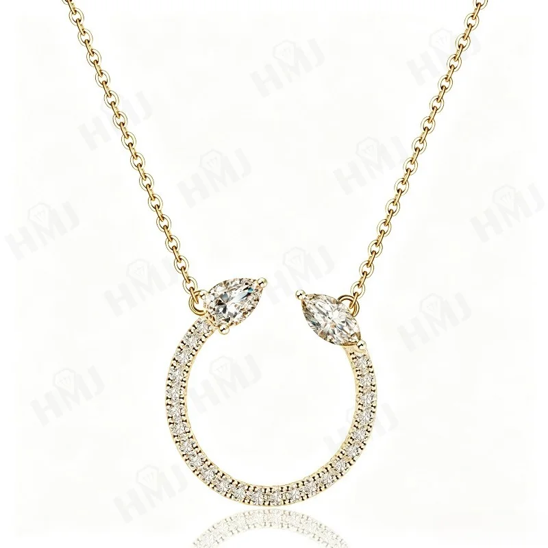 Moissanit-Anhänger-Halskette, Wassertropfen-Form, Marquise-Schliff, 925er Sterlingsilber, 18K vergoldet, personalisierbarer Stil, einzigartiges Geschenk für Frauen – Detail 1