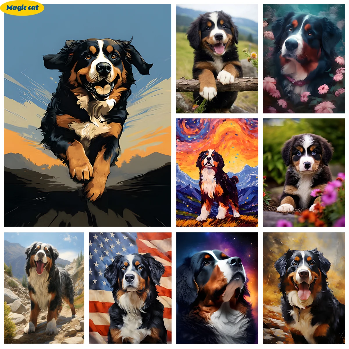 

Bernese Mountain Dog 5D Diamond Painting Kit Cute Pet Dog Diy Diamond Embroidery Color Cross Stitch Hand Gift Home Wall Decor